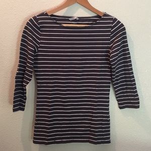 H & M Grey and White 3/4 sleeve Top.